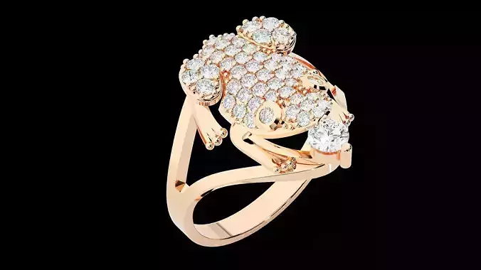 Frog Diamond Ring 3dm stl renders details