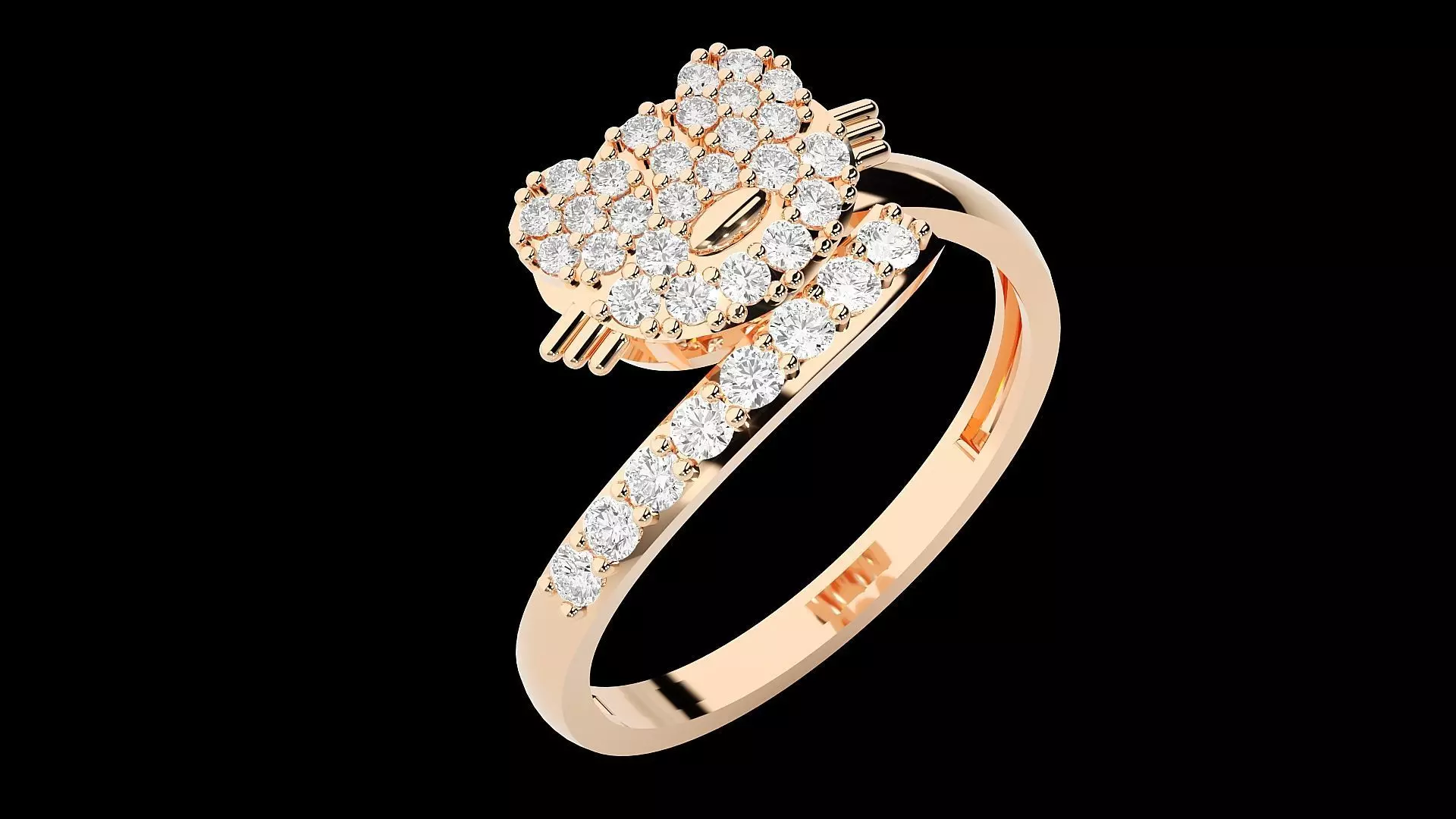 Cat Face Diamond Ring 3dm stl renders details 3D print model