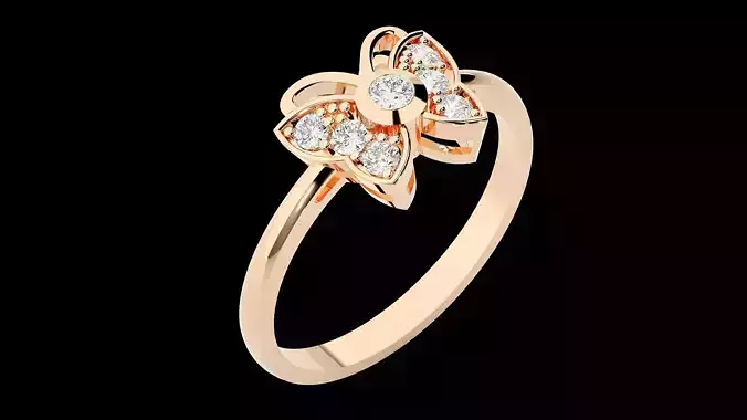 Butterfly Diamond Ring 3dm stl renders details  3D print model