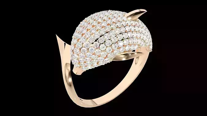Dolphin Diamond Ring 3dm stl renders details  3D print model