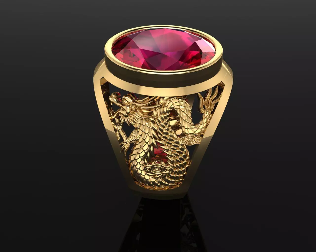 Dragon signet ring 2 3D print model