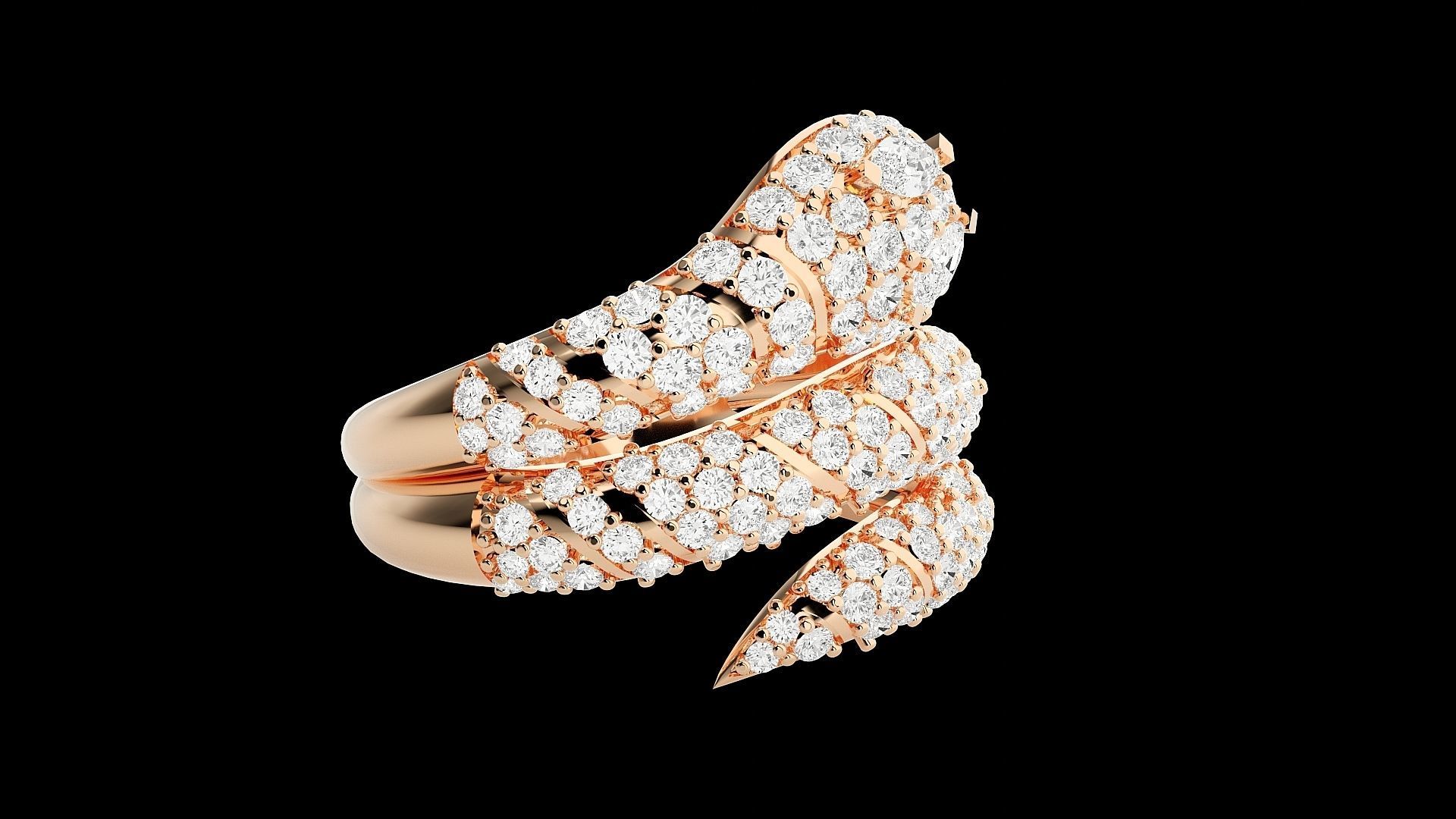 Snake Diamond Ring 3dm stl renders details 3D print model_1