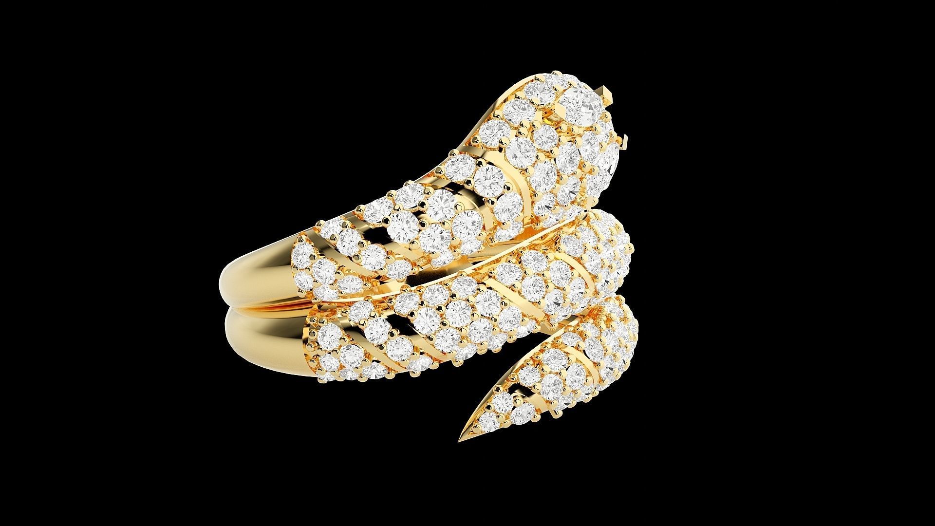 Snake Diamond Ring 3dm stl renders details 3D print model_10