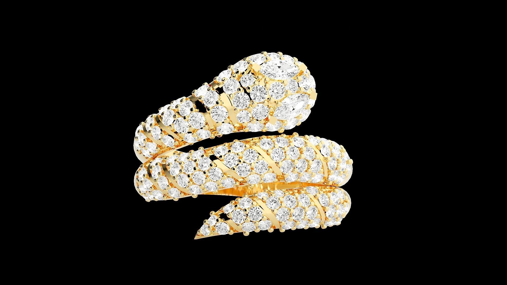 Snake Diamond Ring 3dm stl renders details 3D print model_7