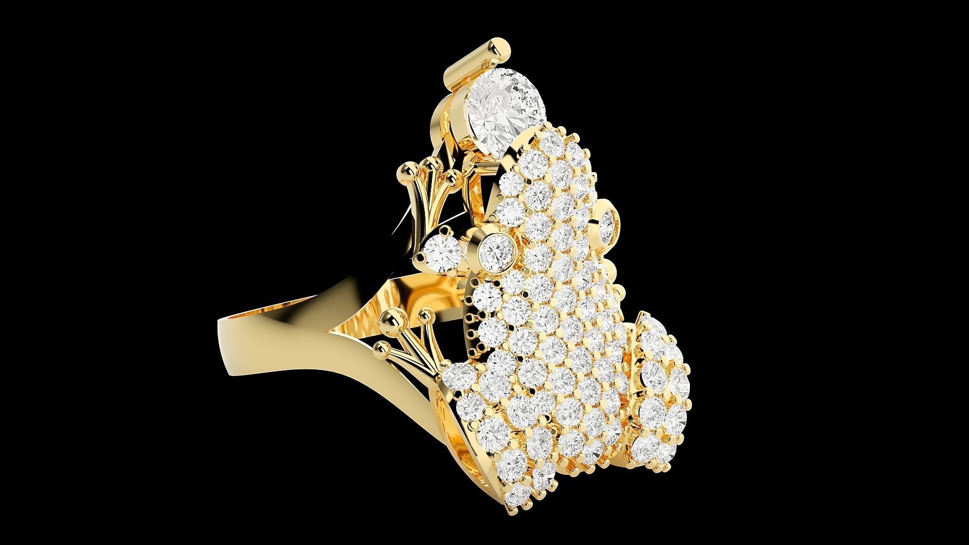 Frog Diamond Ring 3dm stl renders details 3D print model_9