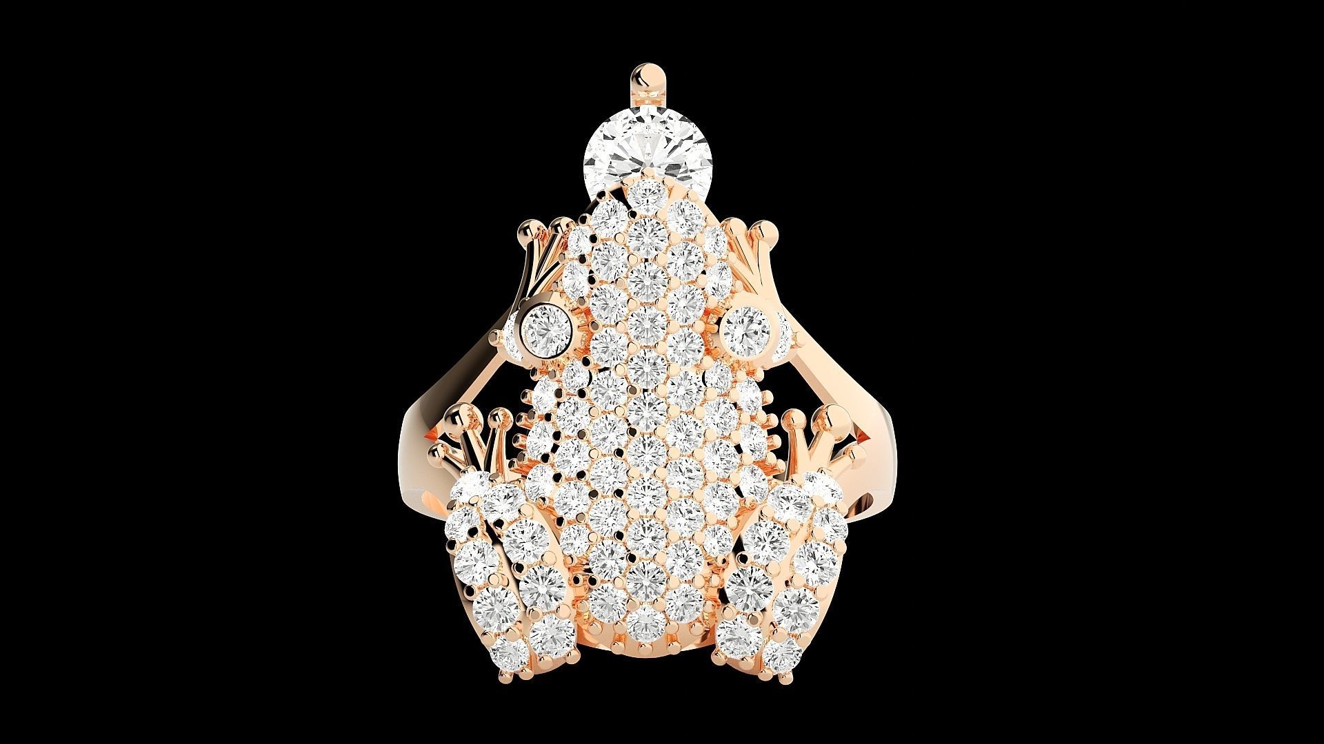 Frog Diamond Ring 3dm stl renders details 3D print model_2