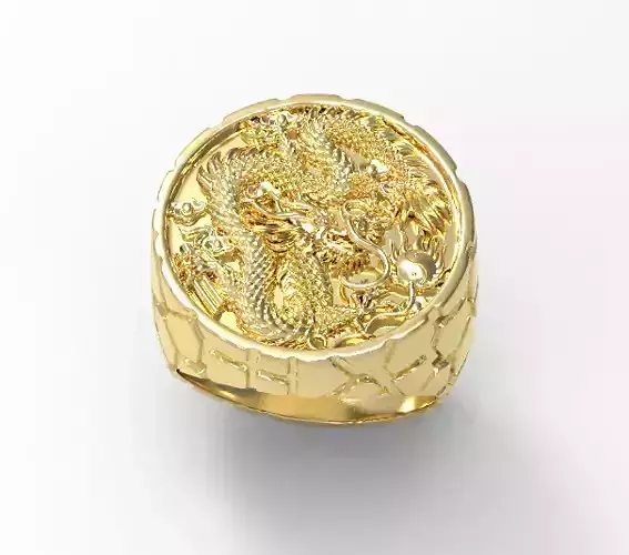 Dragon nudget signet ring