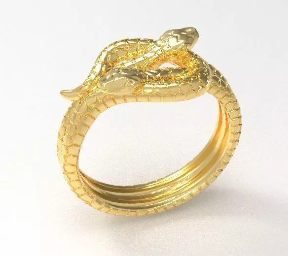 Double snake ring 3D print model_0