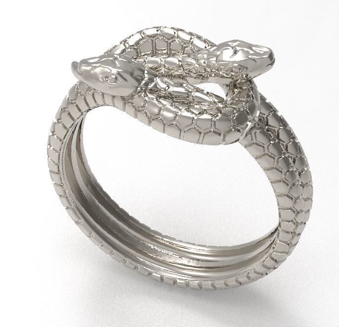 Double snake ring 3D print model_3