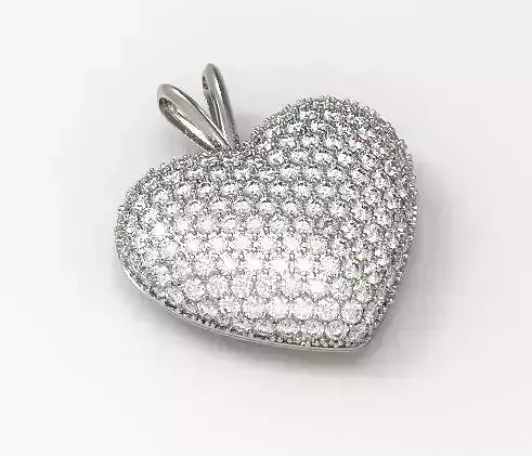 Pave dome Diamond heart pendant