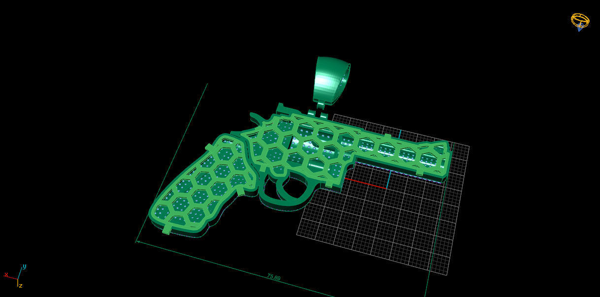 Diamond colt revolve Gun pendant 3D print model_8