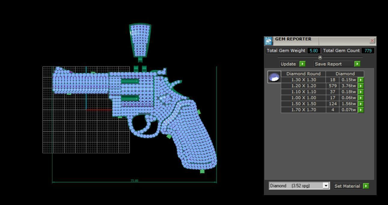 Diamond colt revolve Gun pendant 3D print model_9