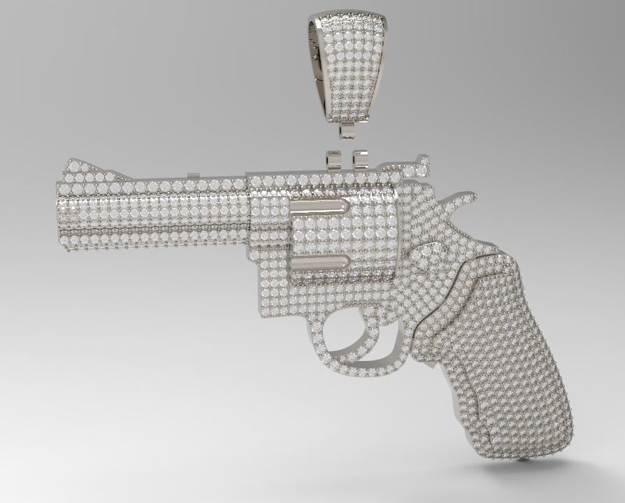 Diamond colt revolve Gun pendant 3D print model_4