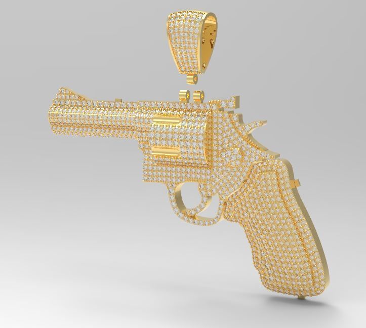 Diamond colt revolve Gun pendant 3D print model_2