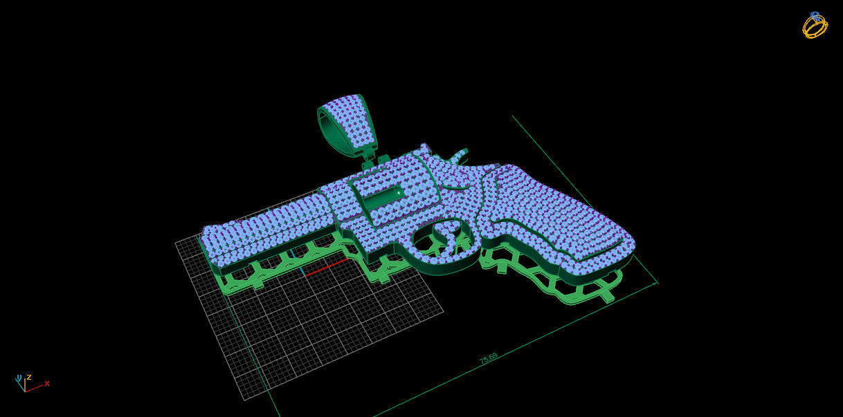 Diamond colt revolve Gun pendant 3D print model_7