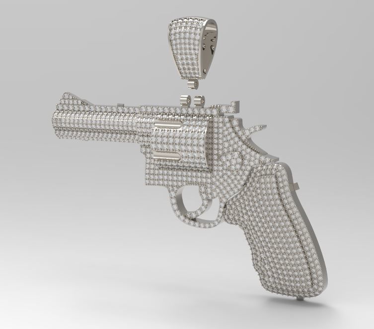 Diamond colt revolve Gun pendant 3D print model_5