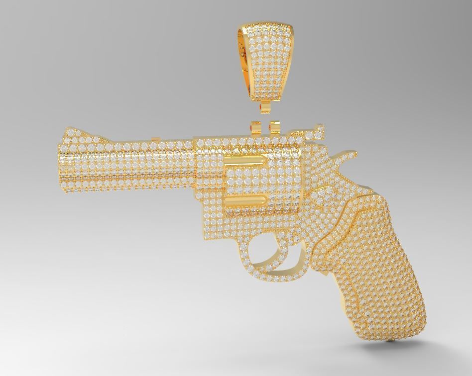 Diamond colt revolve Gun pendant 3D print model_1