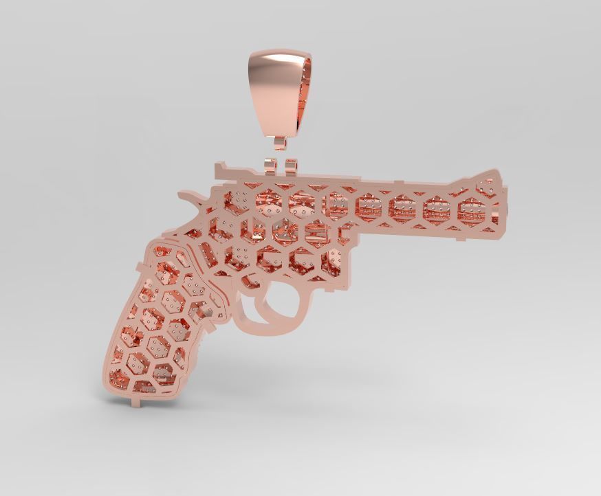 Diamond colt revolve Gun pendant 3D print model_3