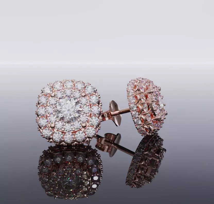 Square diamond earrings 001 3D print model