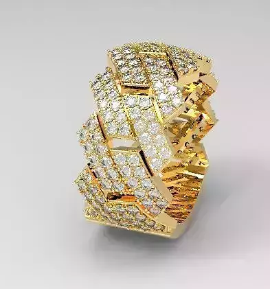 Cuban 2 rows ring 3D print model
