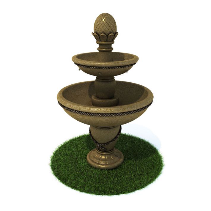 Gold Concrete Water Fountain 3D model CGTrader