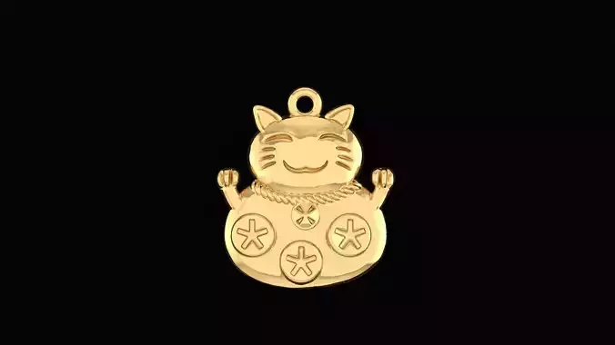 Cute lucky Cat charm pendant 3D print model