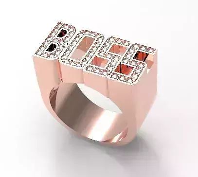 Boss letters diamond ring