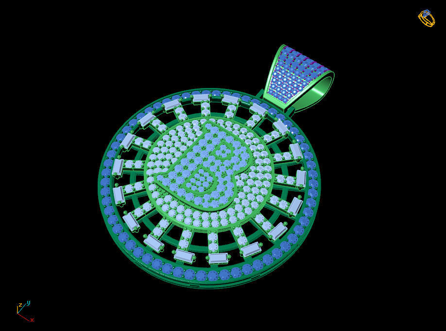 Bitcoin diamond pendant 3D print model_10