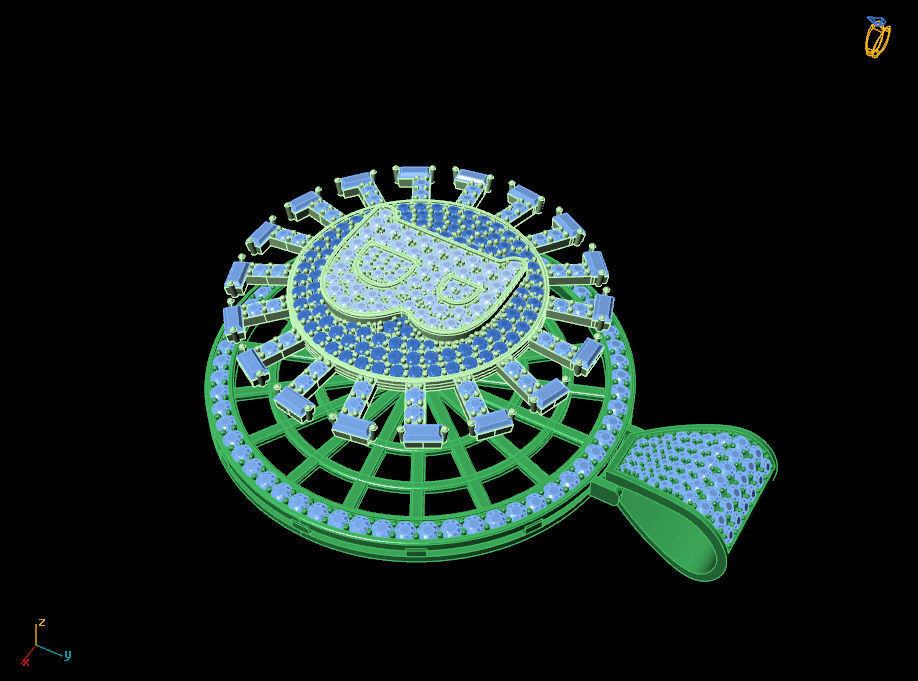 Bitcoin diamond pendant 3D print model_3