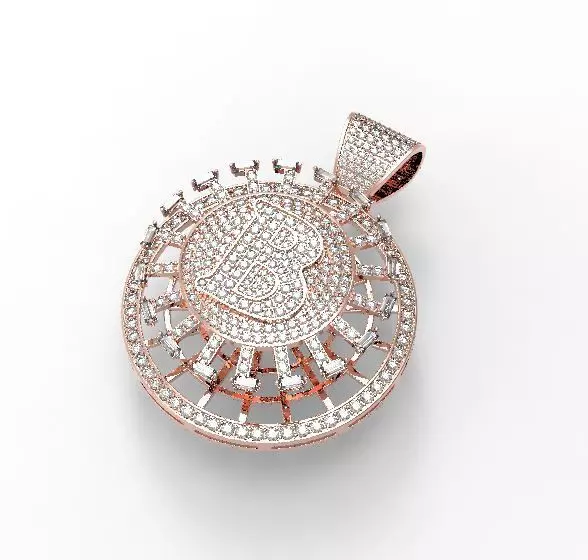 Bitcoin diamond pendant 3D print model_0