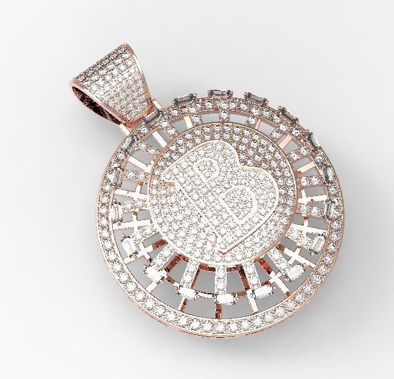 Bitcoin diamond pendant 3D print model_6