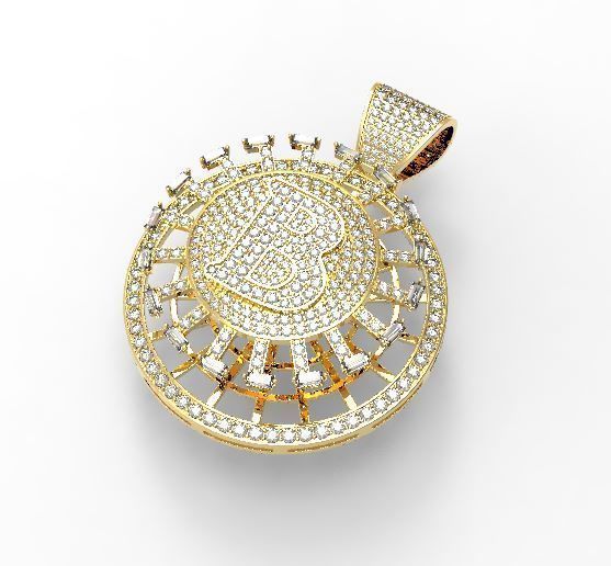 Bitcoin diamond pendant 3D print model_1
