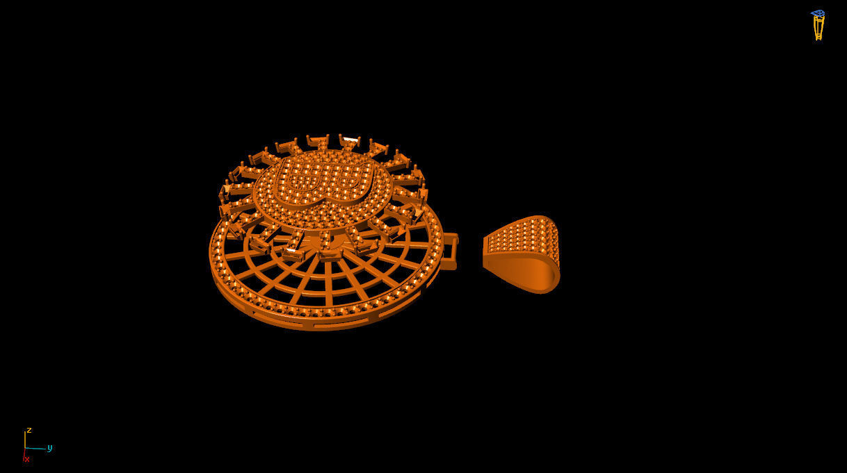 Bitcoin diamond pendant 3D print model_4