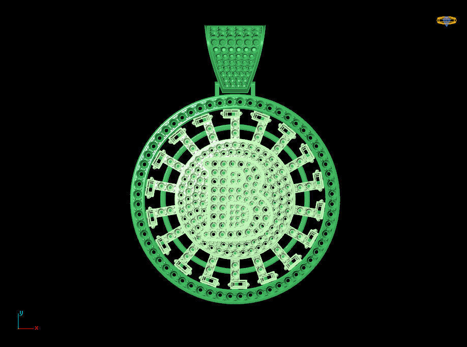 Bitcoin diamond pendant 3D print model_16