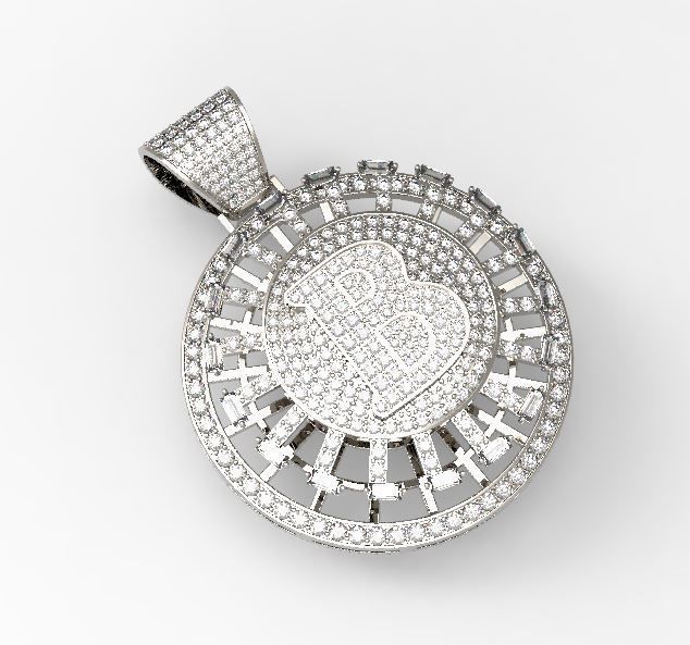 Bitcoin diamond pendant 3D print model_7