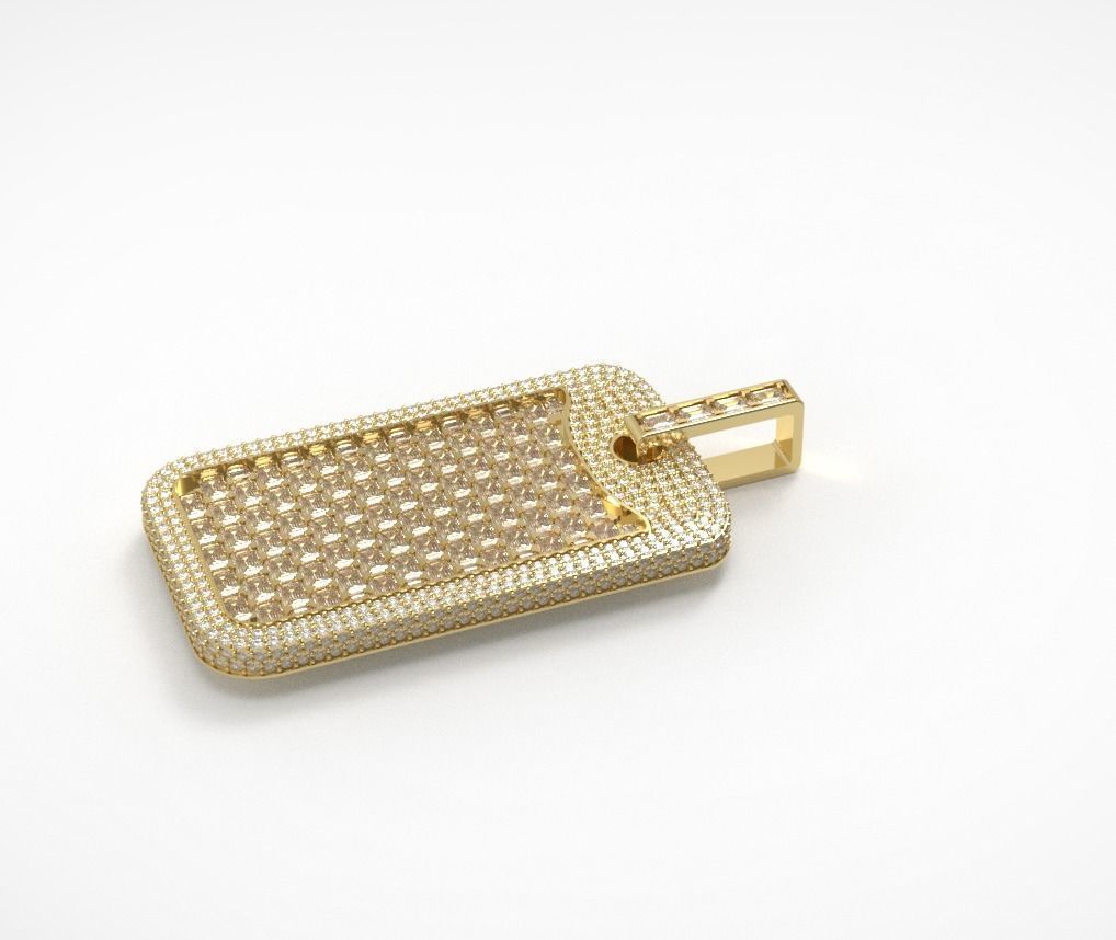Baguette dogtag pendant nice design 3D print model_5
