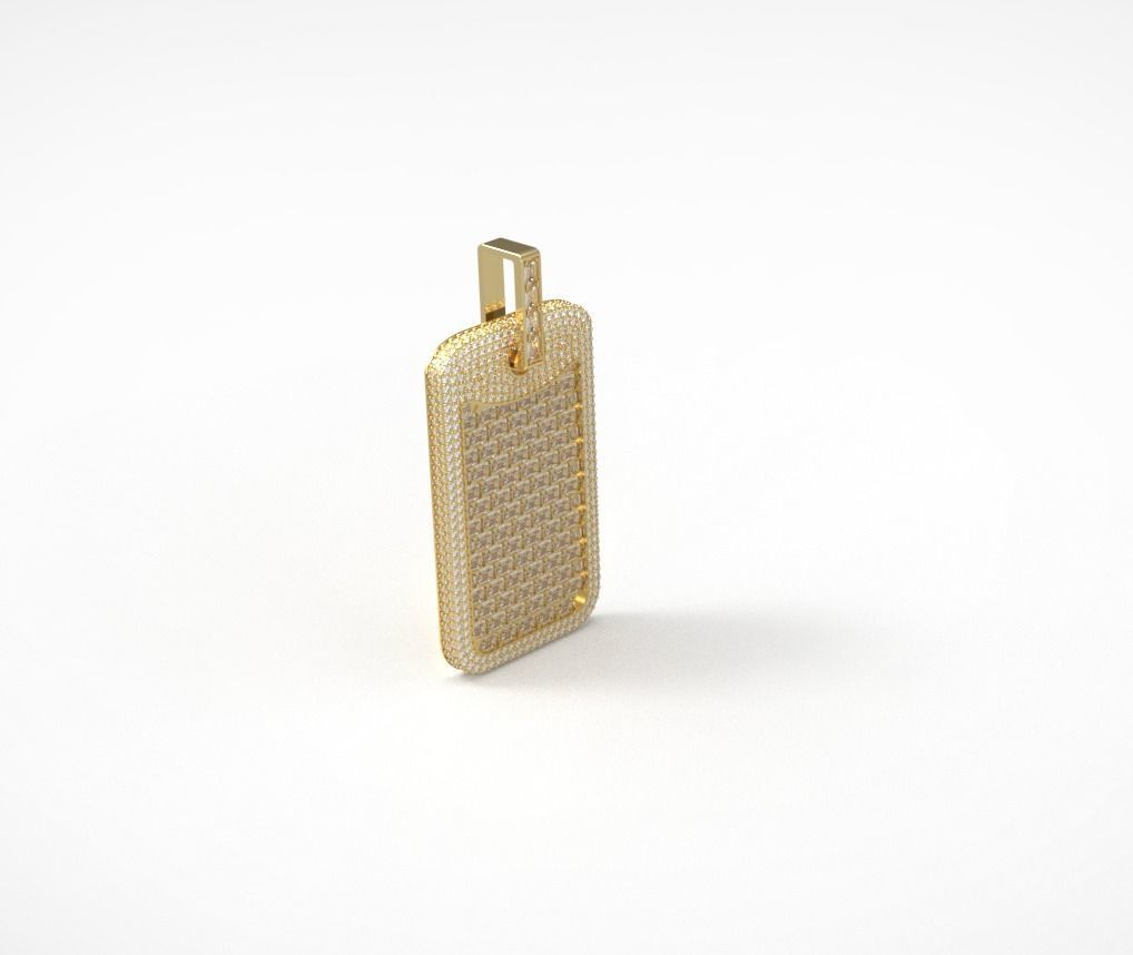 Baguette dogtag pendant nice design 3D print model_7