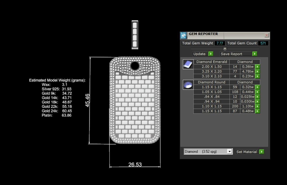 Baguette dogtag pendant nice design 3D print model_8