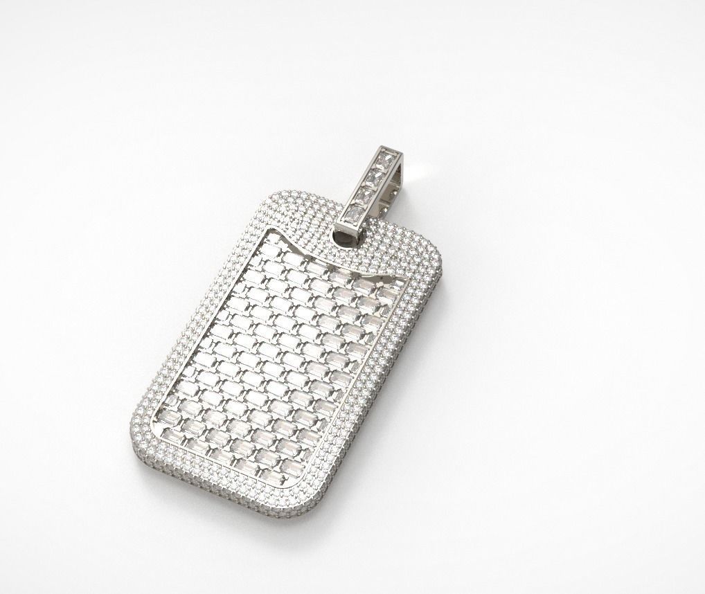 Baguette dogtag pendant nice design 3D print model_2