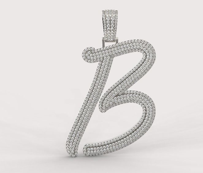 B pendant 2 layers 3D print model_9