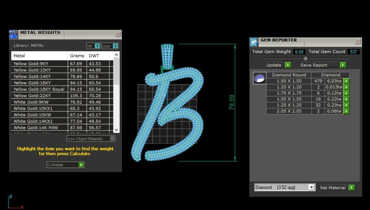 B pendant 2 layers 3D print model_10
