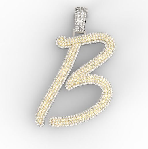 B pendant 2 layers 3D print model_2