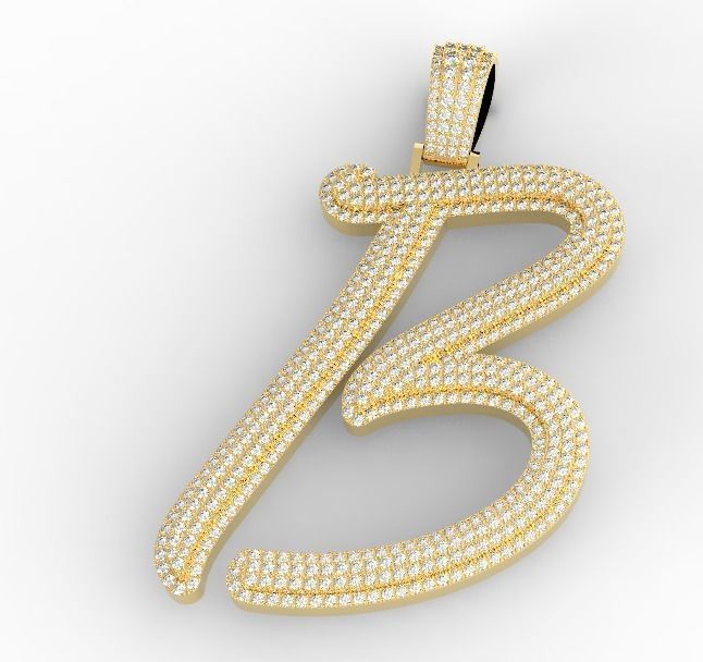 B pendant 2 layers 3D print model_6