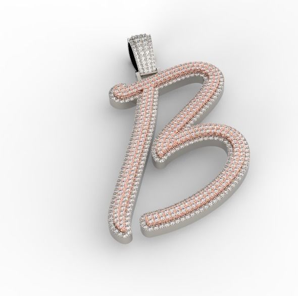 B pendant 2 layers 3D print model_1