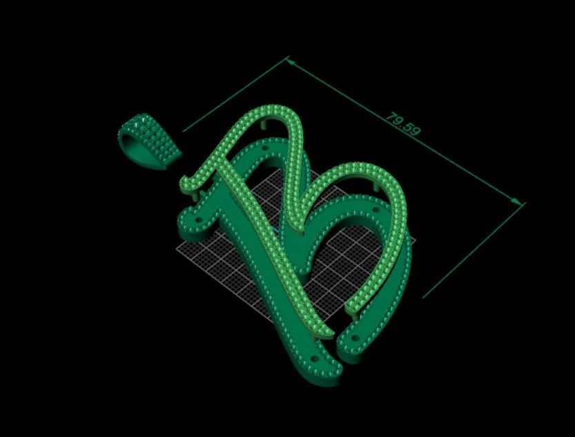 B pendant 2 layers 3D print model_4