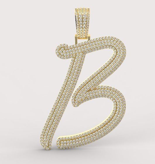 B pendant 2 layers 3D print model_8