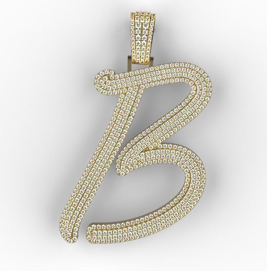 B pendant 2 layers 3D print model_7