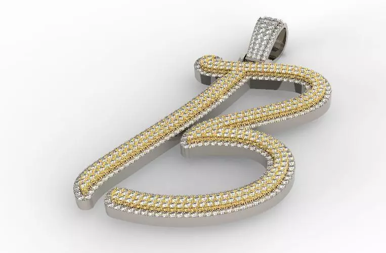 B pendant 2 layers 3D print model_0