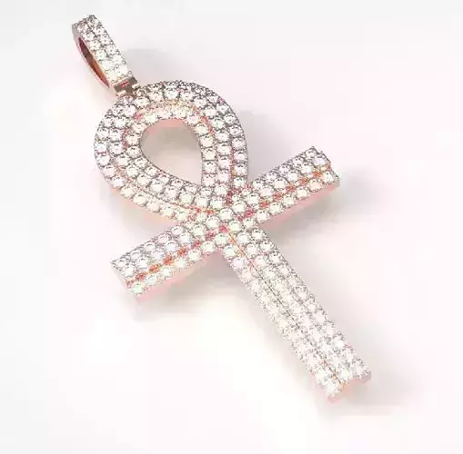 Ank cross diamond pendant