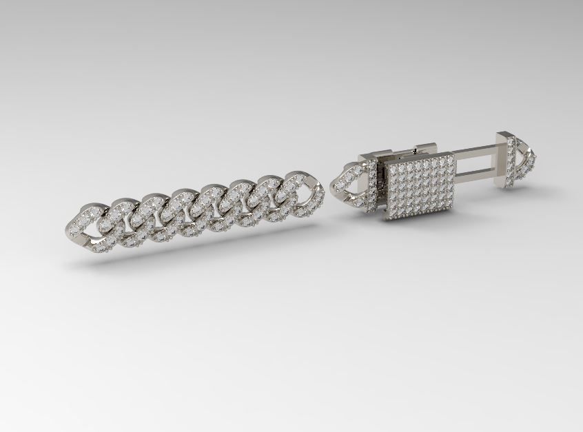 6mm cuban diamond chain design 3D print model_2
